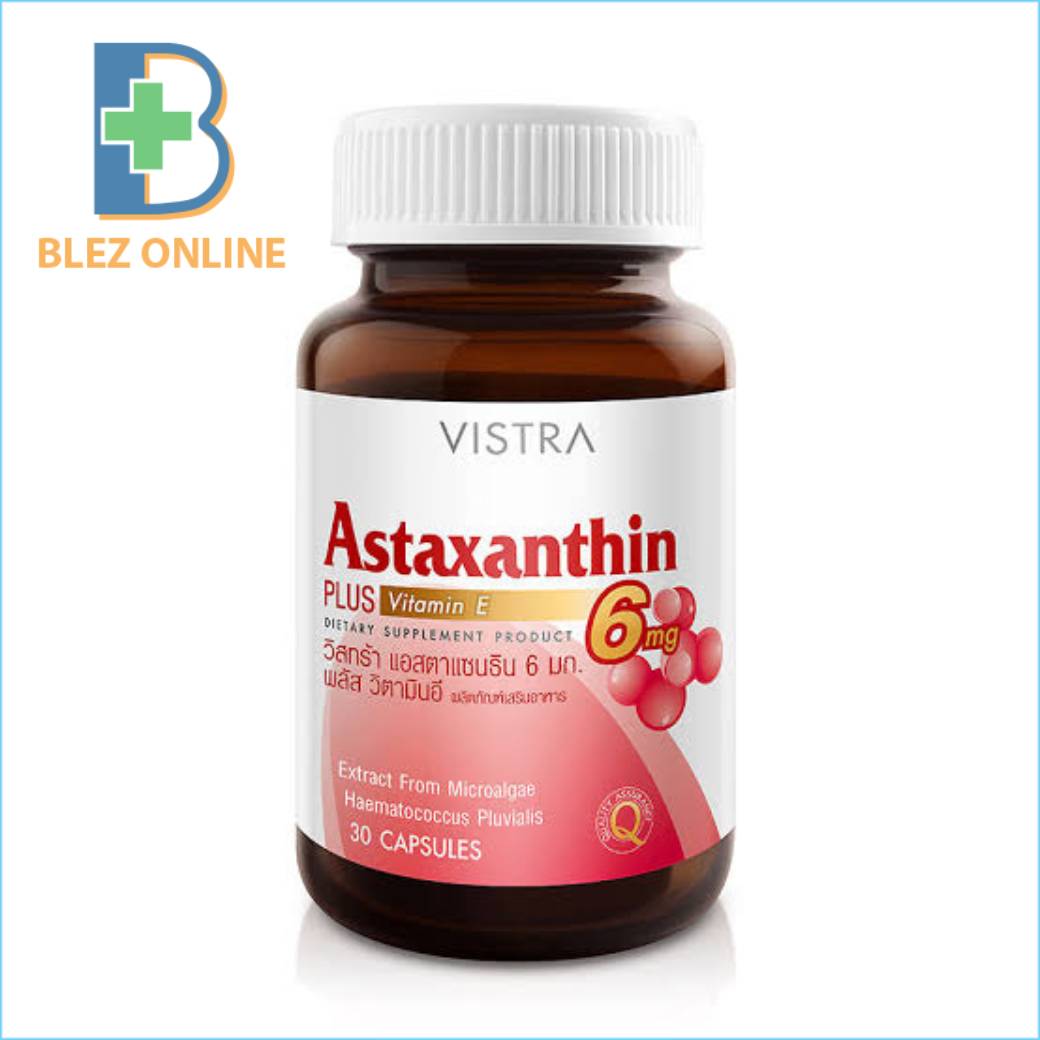 VISTRA Astaxanthin 6mg Plus Vitamin E 30 Tablets for Relieving Eye Strain and Physical Fatigue