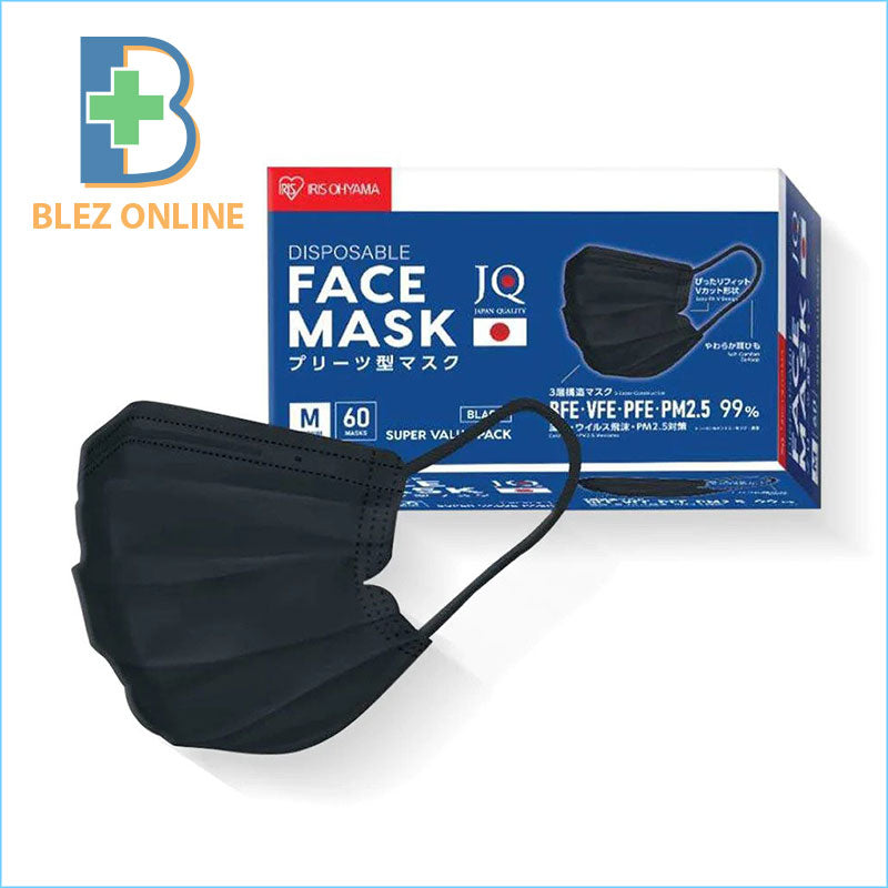 IRIS OHYAMA pleated mask black 60 pieces