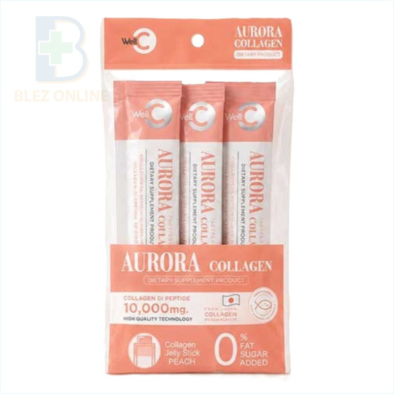 Aurora Collagen Jelly Stick Peach 3 sachets（オーロラ コラーゲン ジェリー スティック ピーチ）